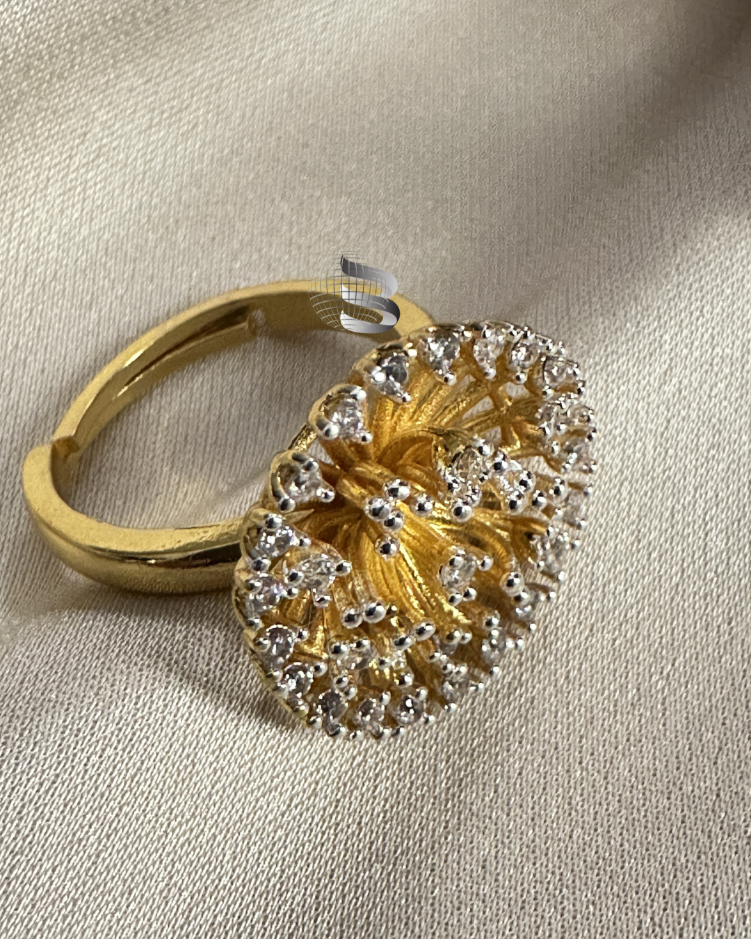 American Diamond Anti-Tarnish Adjustable Ring for Girls & Women