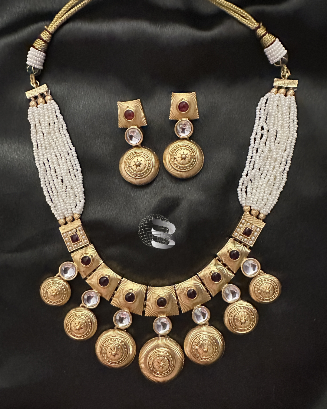 Kundan and Ruby Gold Necklace Set