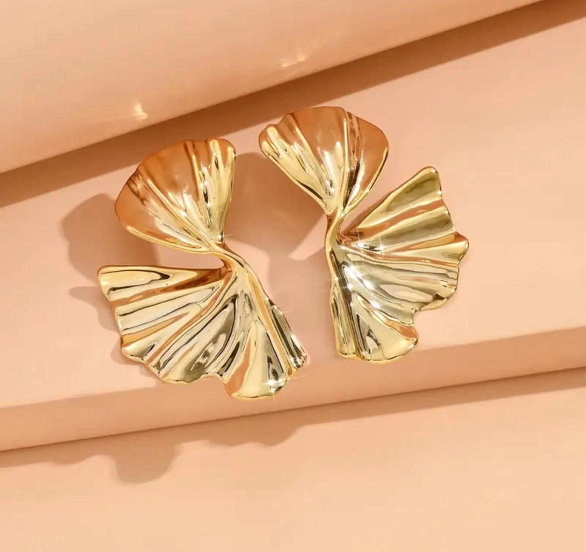 Golden Petal Acrylic Lightweight Oversize Earrings