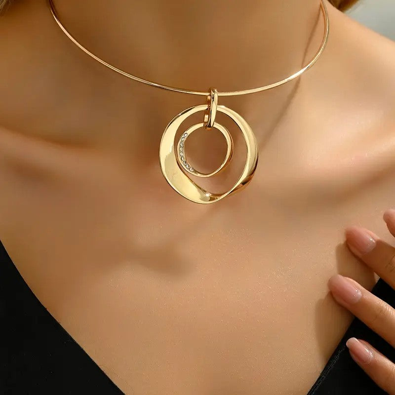 Luxury Rose Gold Plated Geometric Statement Neckwear