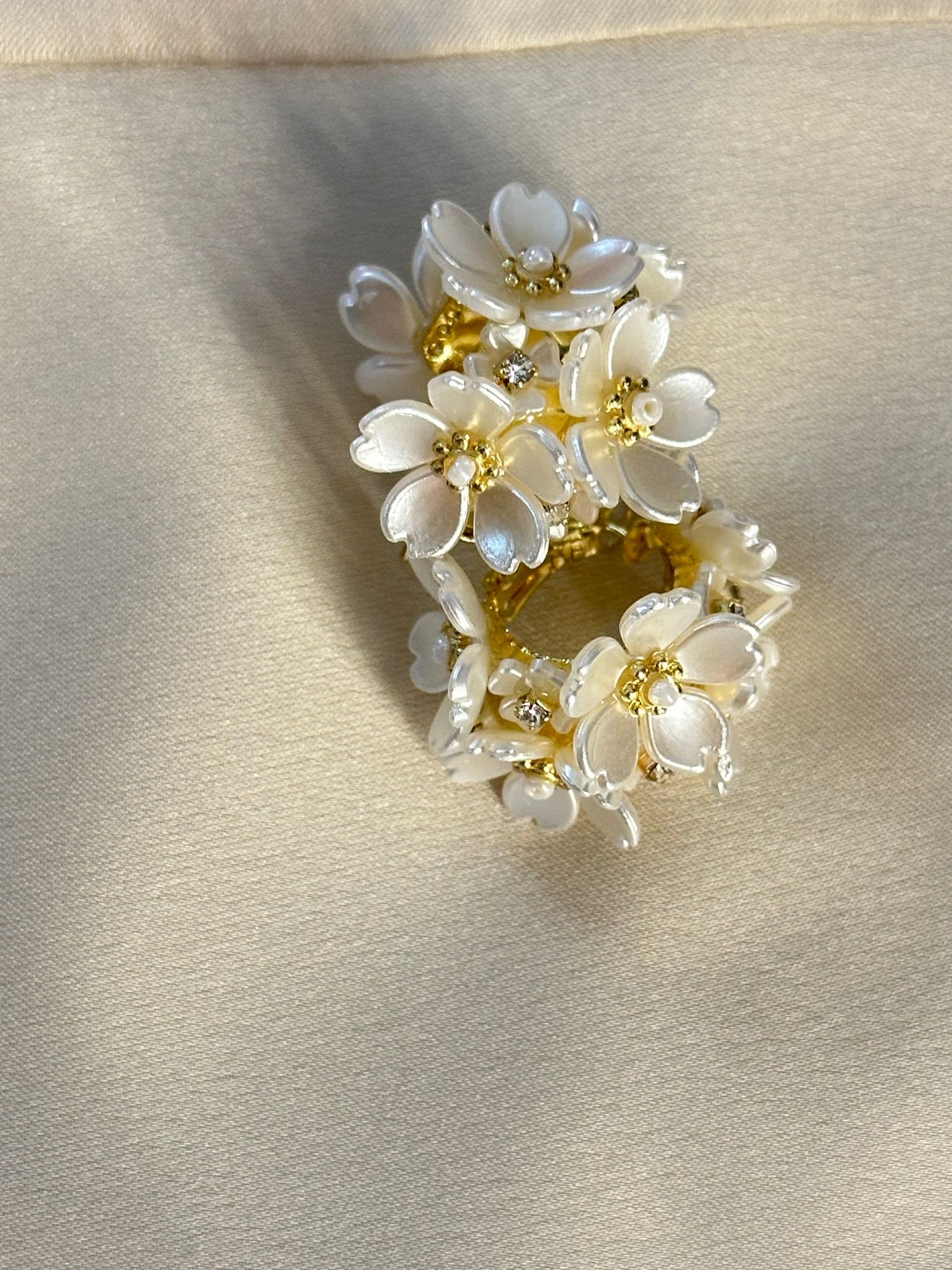 White Floral Acrylic Earrings