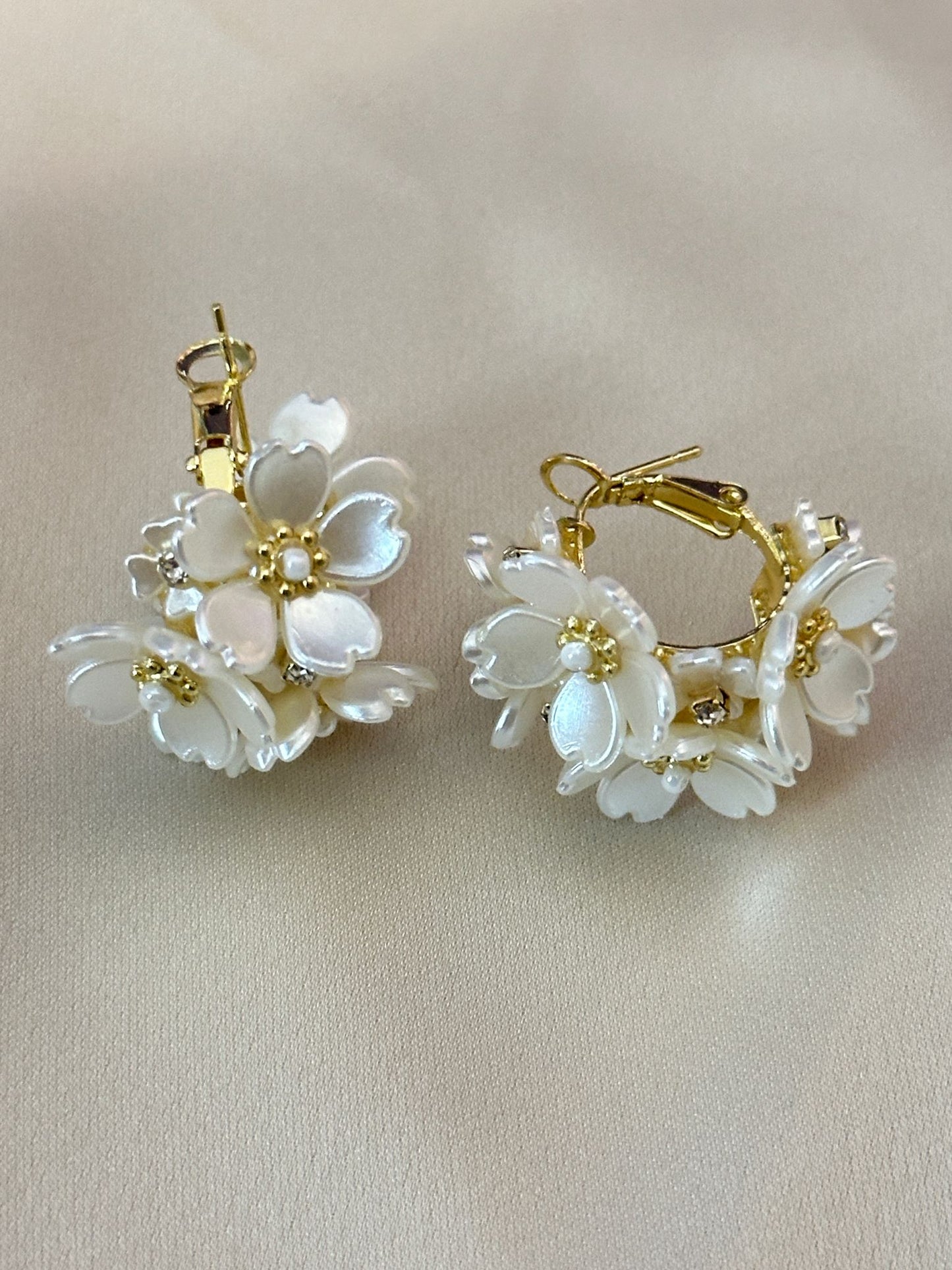 White Floral Acrylic Earrings