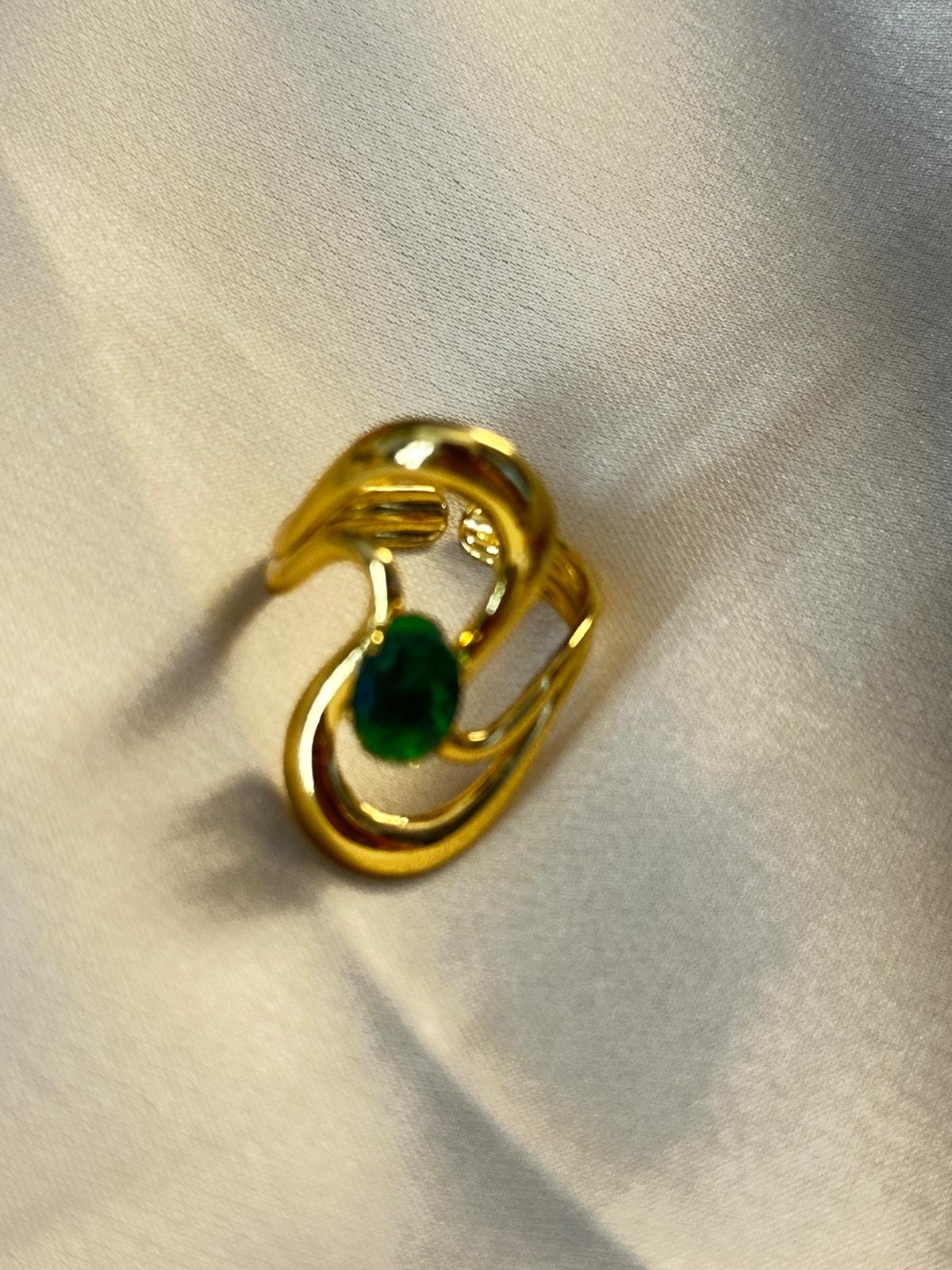 Premium Gold-Plated Abstract Design Adjustable Finger Ring