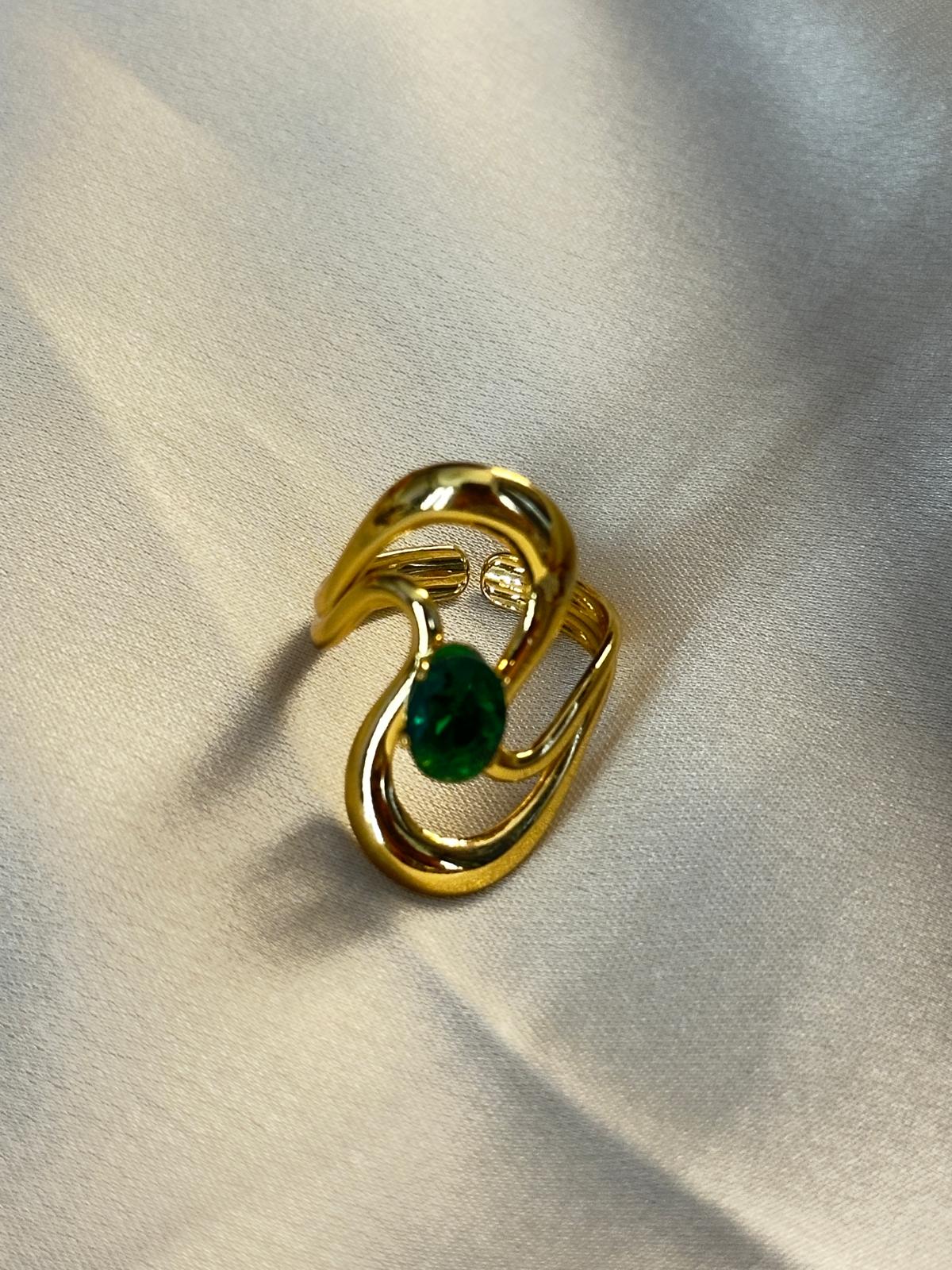 Premium Gold-Plated Abstract Design Adjustable Finger Ring