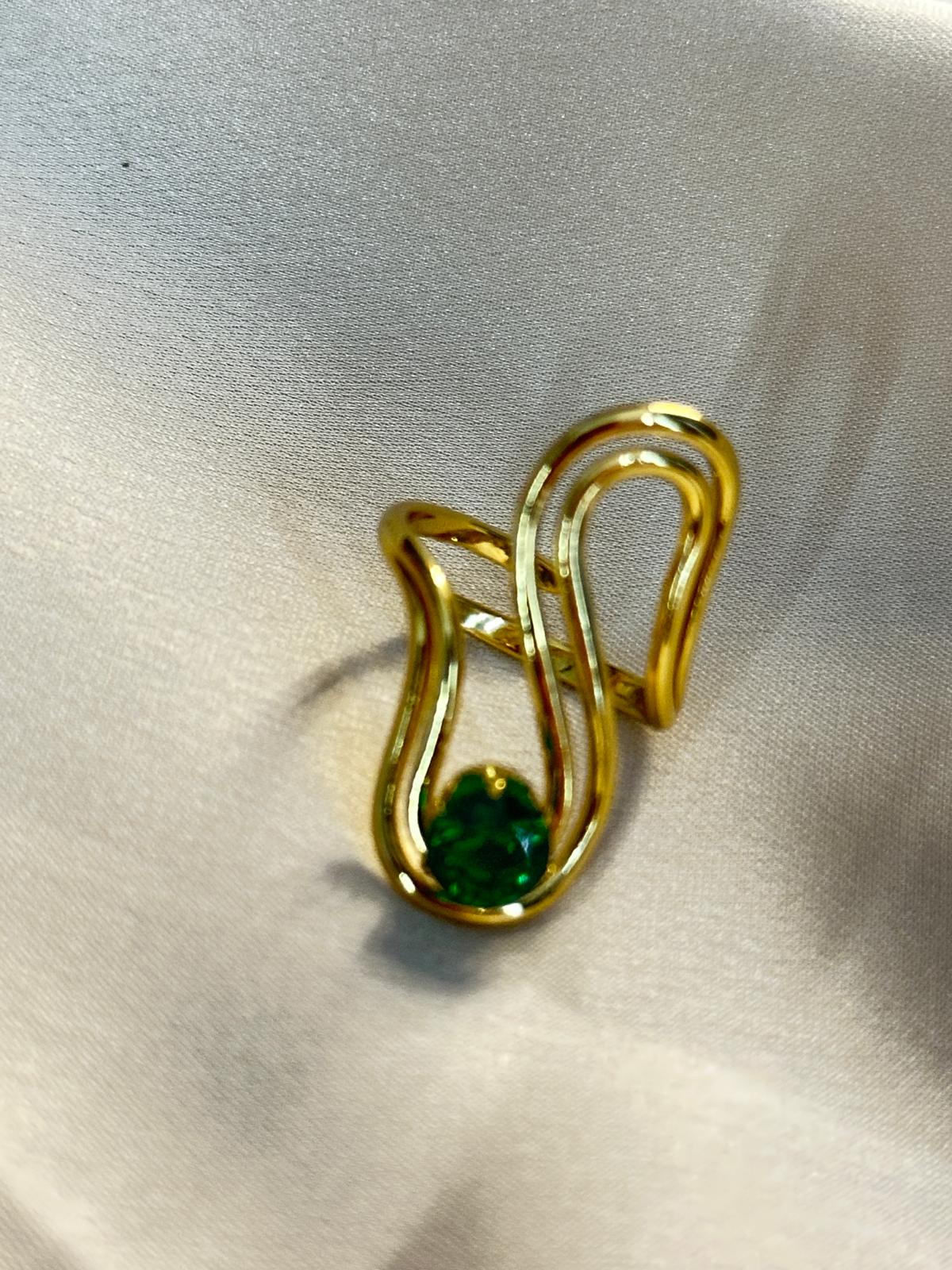 Premium Gold-Plated Abstract Design Adjustable Finger Ring