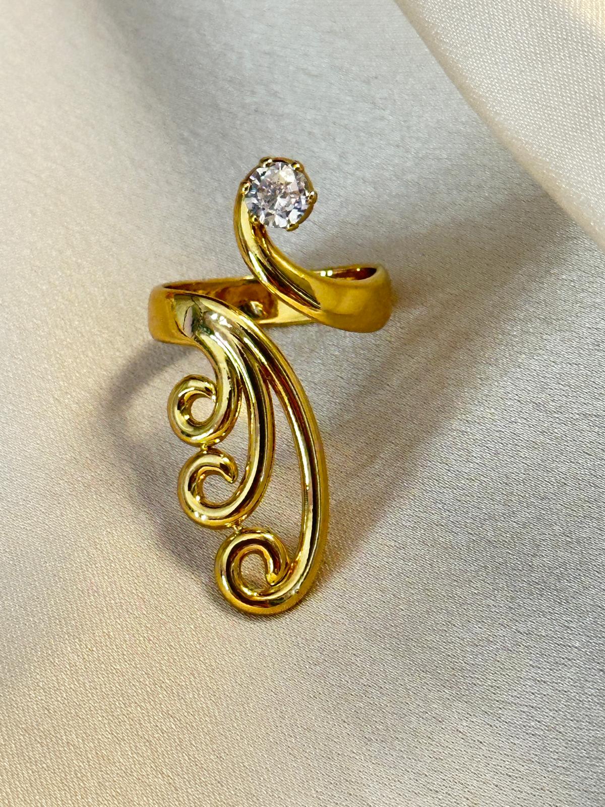 Premium Gold Plated Adjustable American Diamond Finger Ring