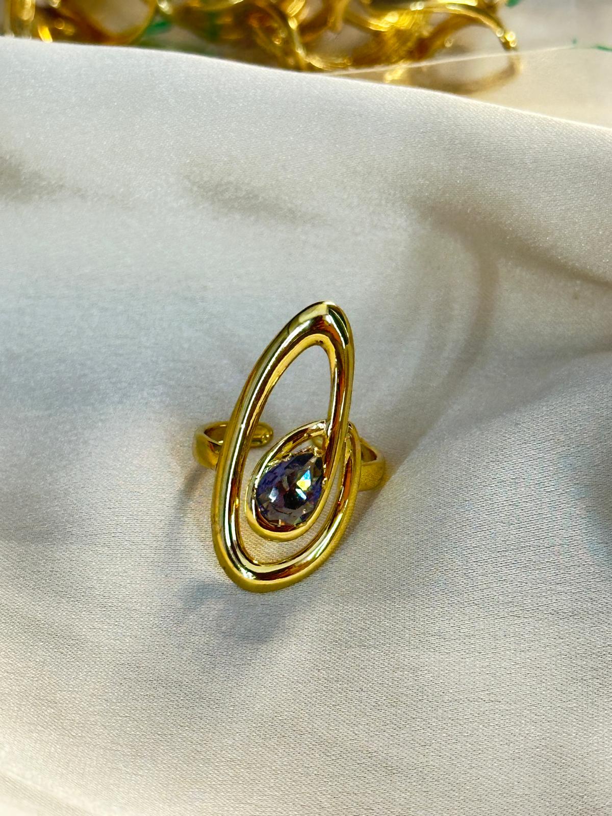 Gold Plated Abstract Design Finger Ring