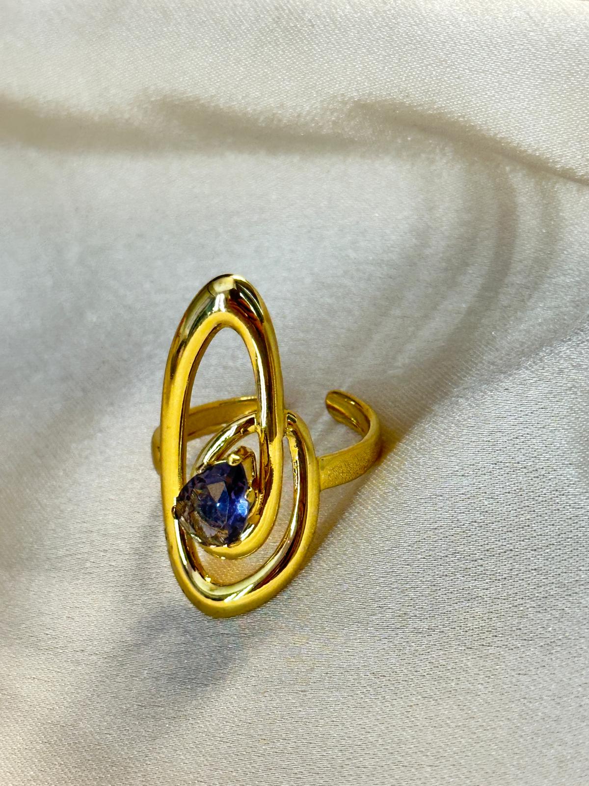 Gold Plated Abstract Design Finger Ring