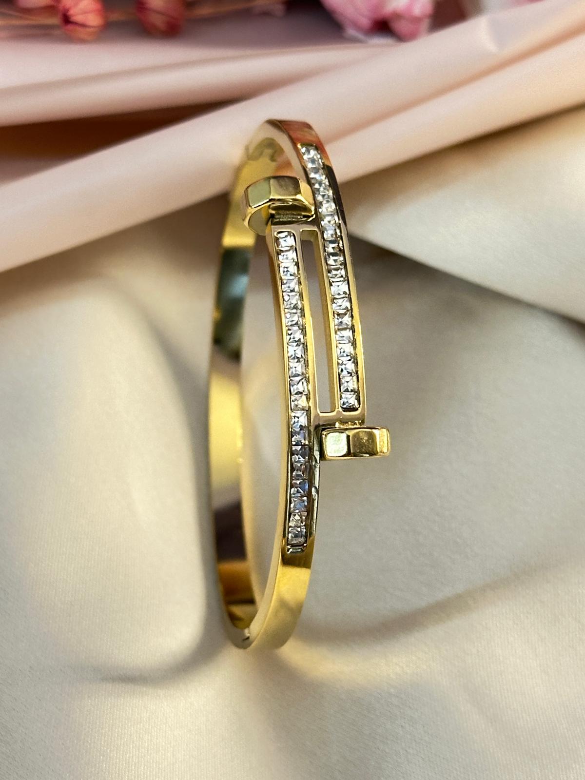 Premium Gold-Plated American Diamond Studded Bracelet
