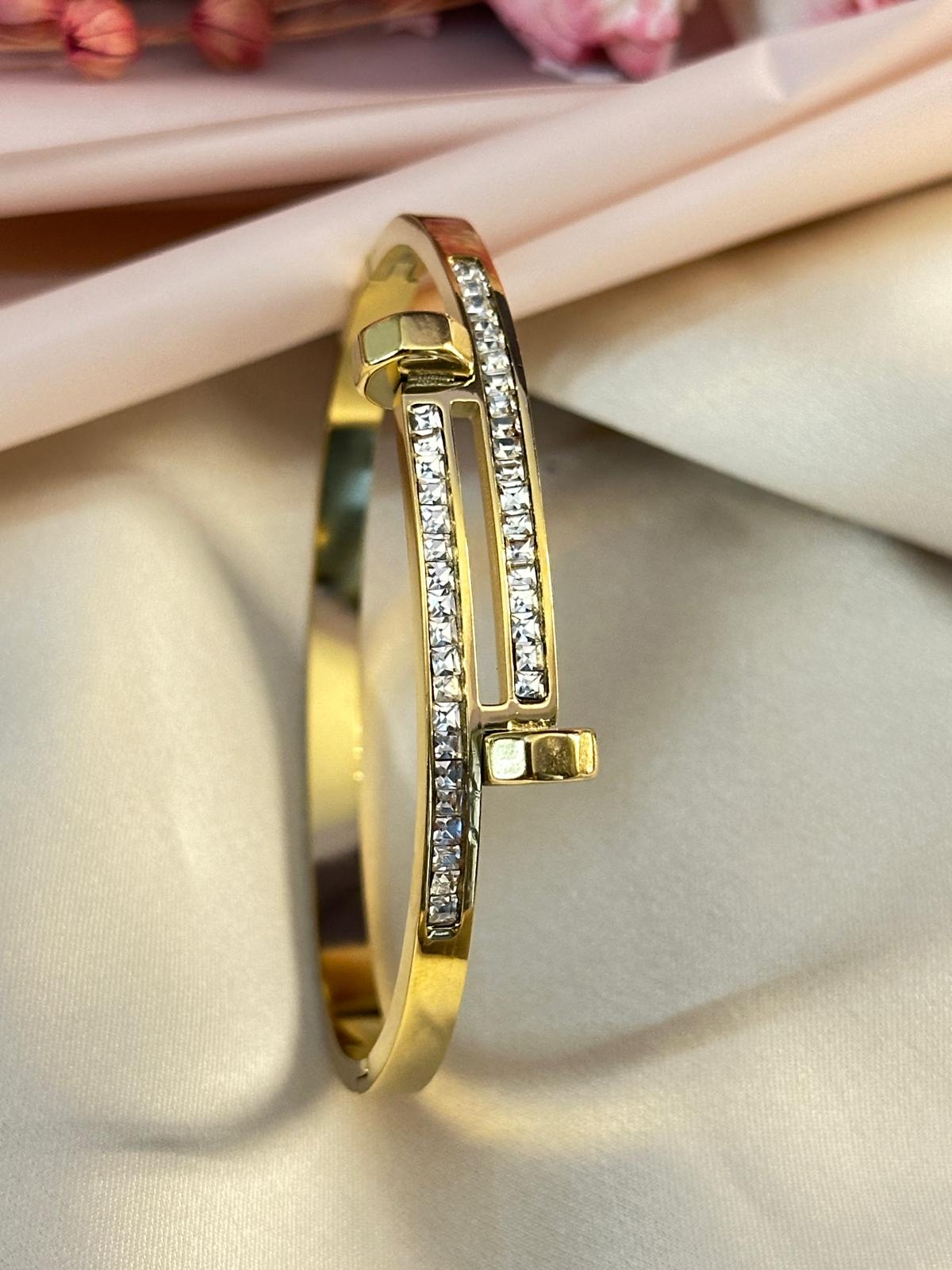 Premium Gold-Plated American Diamond Studded Bracelet