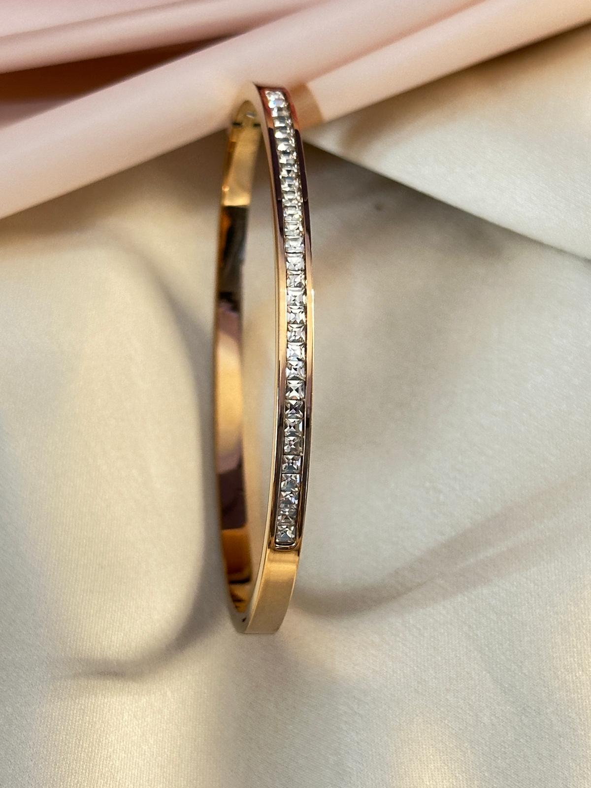 Premium Rose Gold Plated American Diamond Studded Bracelet