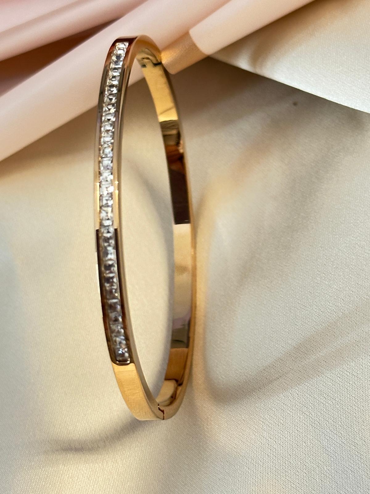 Premium Rose Gold Plated American Diamond Studded Bracelet