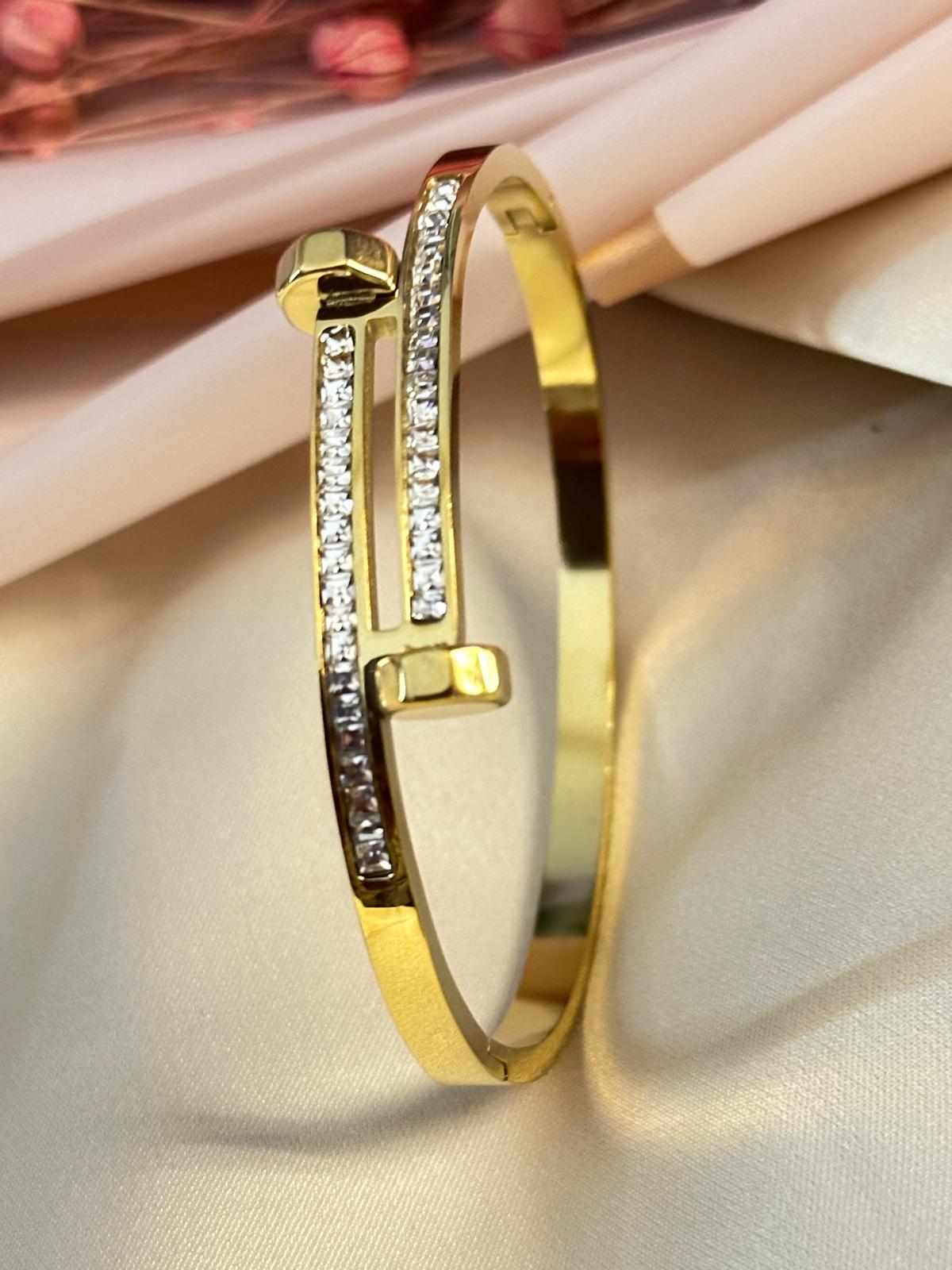 Premium Gold-Plated American Diamond Studded Bracelet