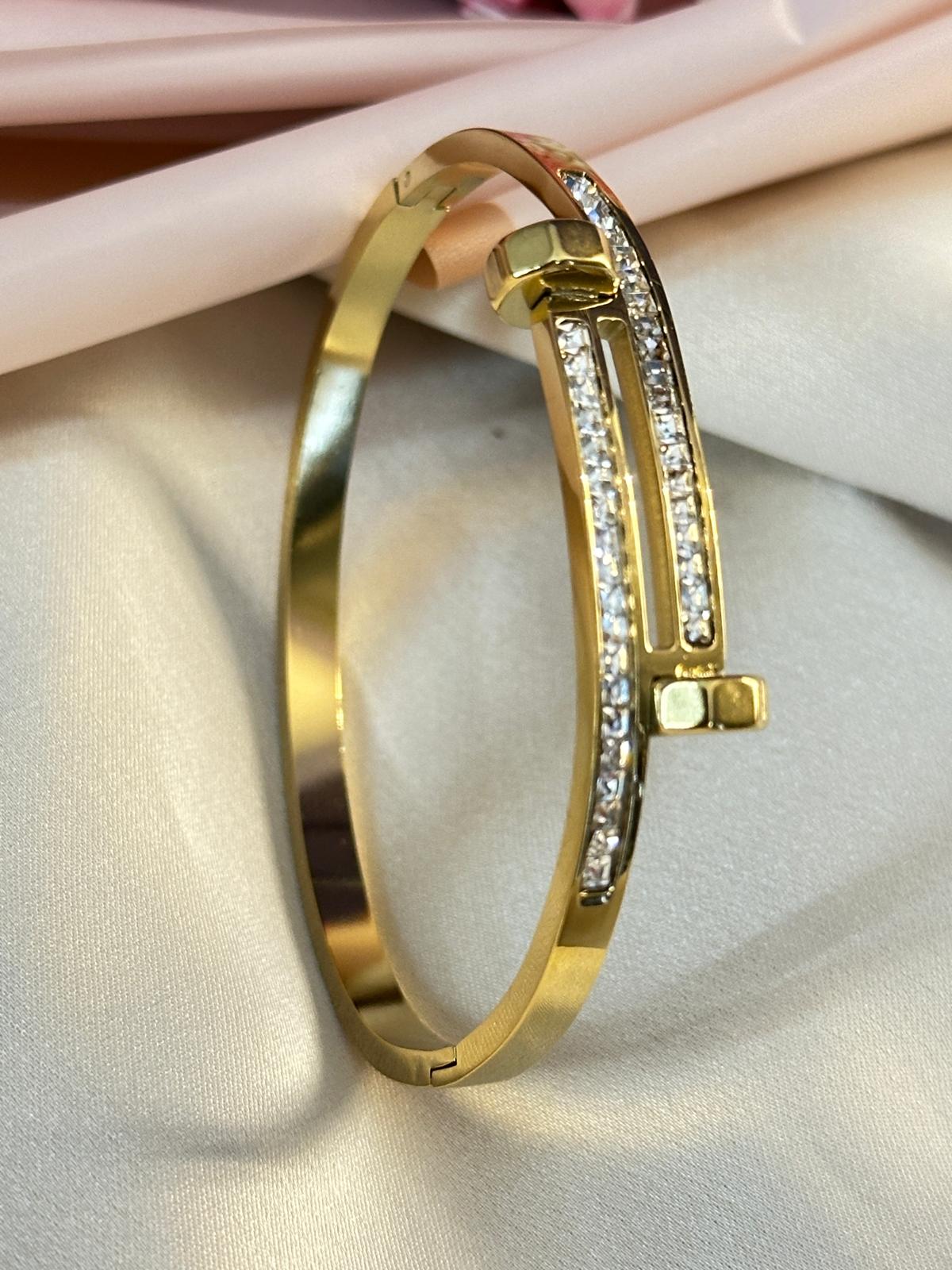 Premium Gold-Plated American Diamond Studded Bracelet