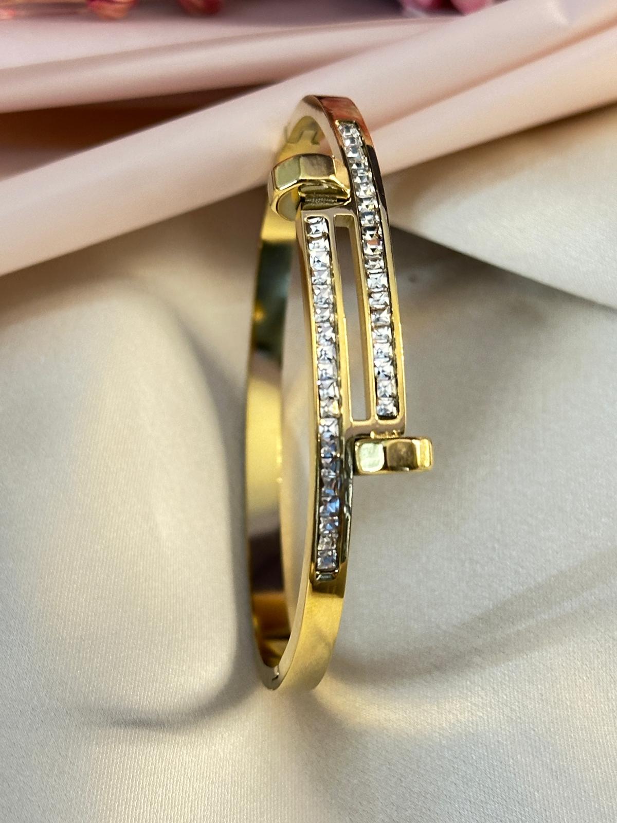Premium Gold-Plated American Diamond Studded Bracelet