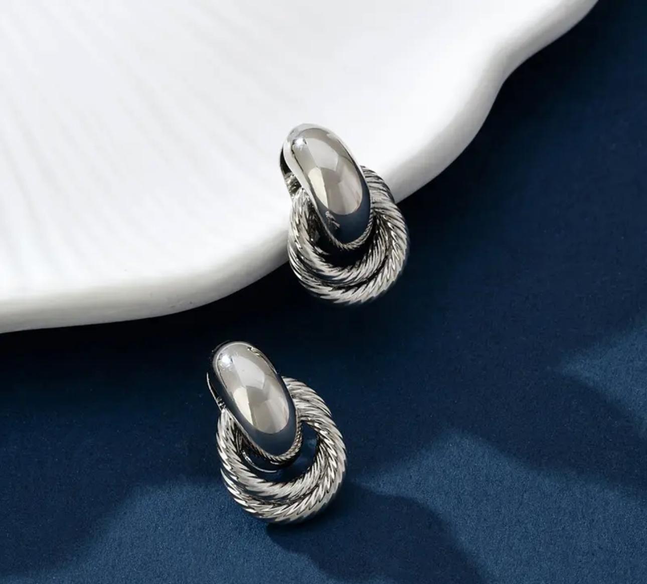 Silver Minimal Statement Stud Earrings