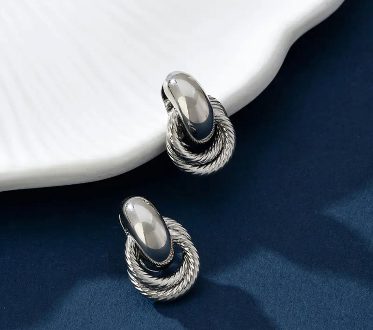 Silver Minimal Statement Stud Earrings