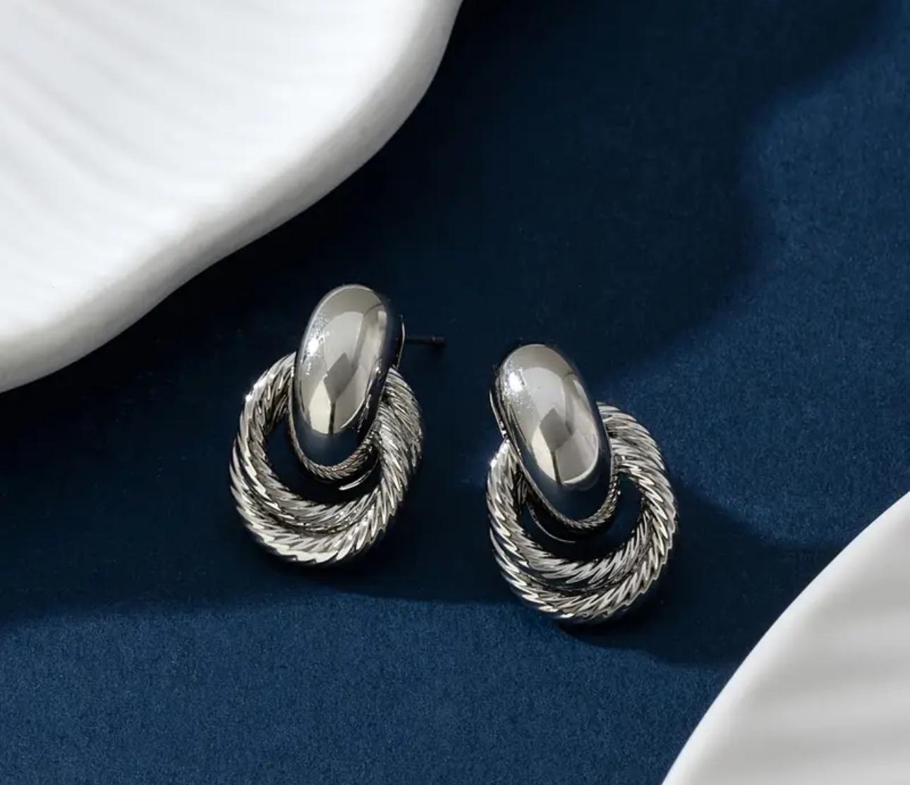 Silver Minimal Statement Stud Earrings