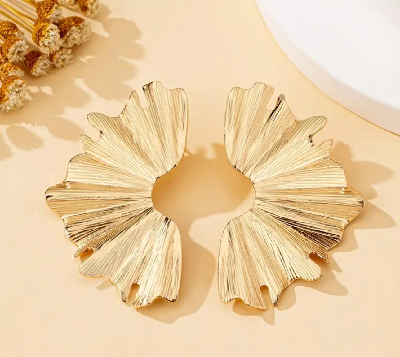 Golden Petal Statement Earring