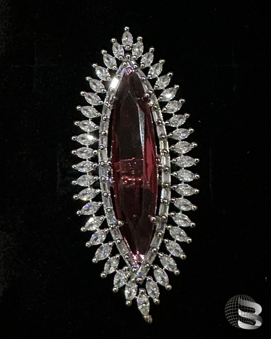 American Diamond Cocktail ring with Ruby in centre