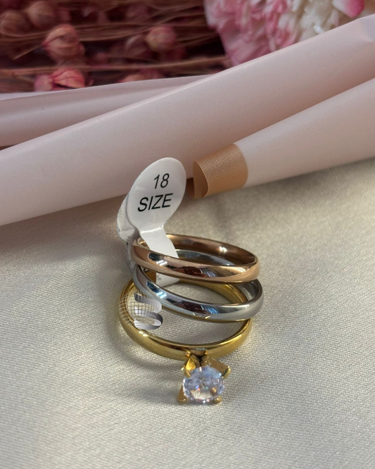 Multi-Ring Set with Mounted Diamond