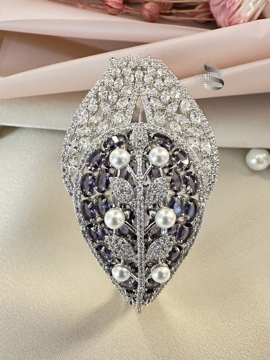 Purple Designer Bracelet American Diamond and Pearl Studded Artistically Designed Celebrity Inspired American Diamond Bracelet for Girl and Women