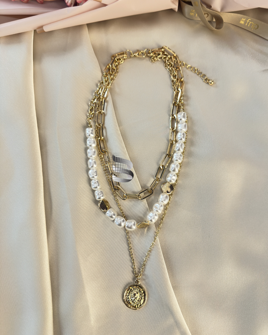 Anti-Tarnish Layered Pearl Necklace – Timeless Elegance for Girls & Women
