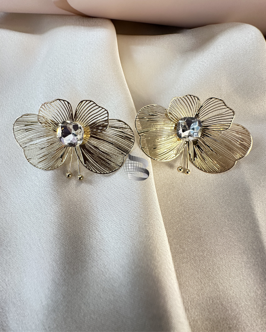 Anti-Tarnish Floral Earrings with Single American Diamond – For Girls & Women