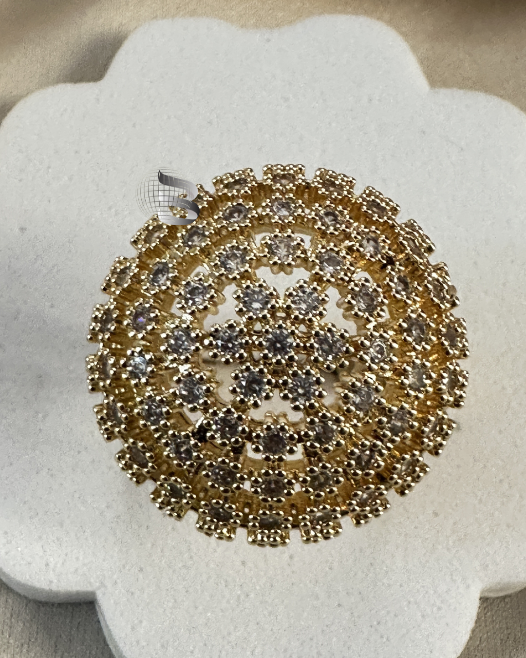 Anti-Tarnish Dome-Shaped American Diamond Studded Adjustable Cocktail Ring – For Girls & Women