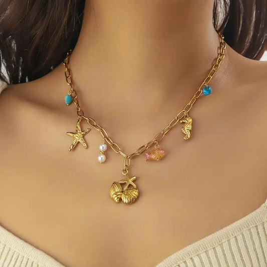 Gold-Plated Premium Neckwear with Charms