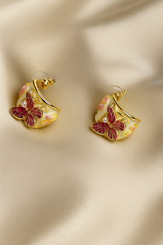 Elegant and Light Weight Enamelled Butterfly Earring for Women and Girls