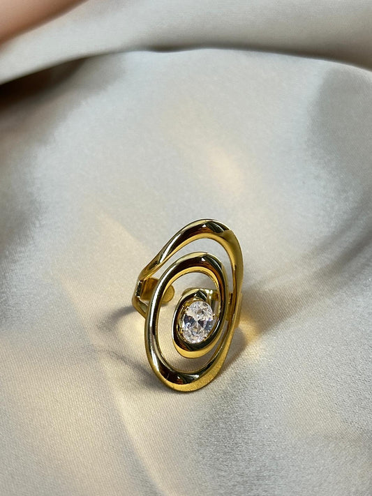 Premium Abstract Design Gold Plated Finger Ring