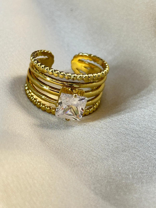 Premium Gold-Plated Adjustable American Diamond Finger Ring