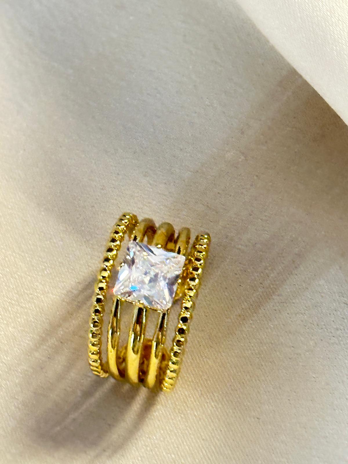 Premium Gold-Plated Adjustable American Diamond Finger Ring