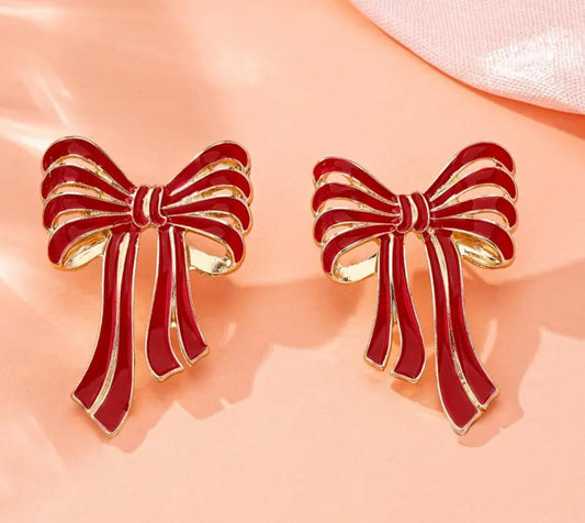 Unique Red Enamelled Earrings