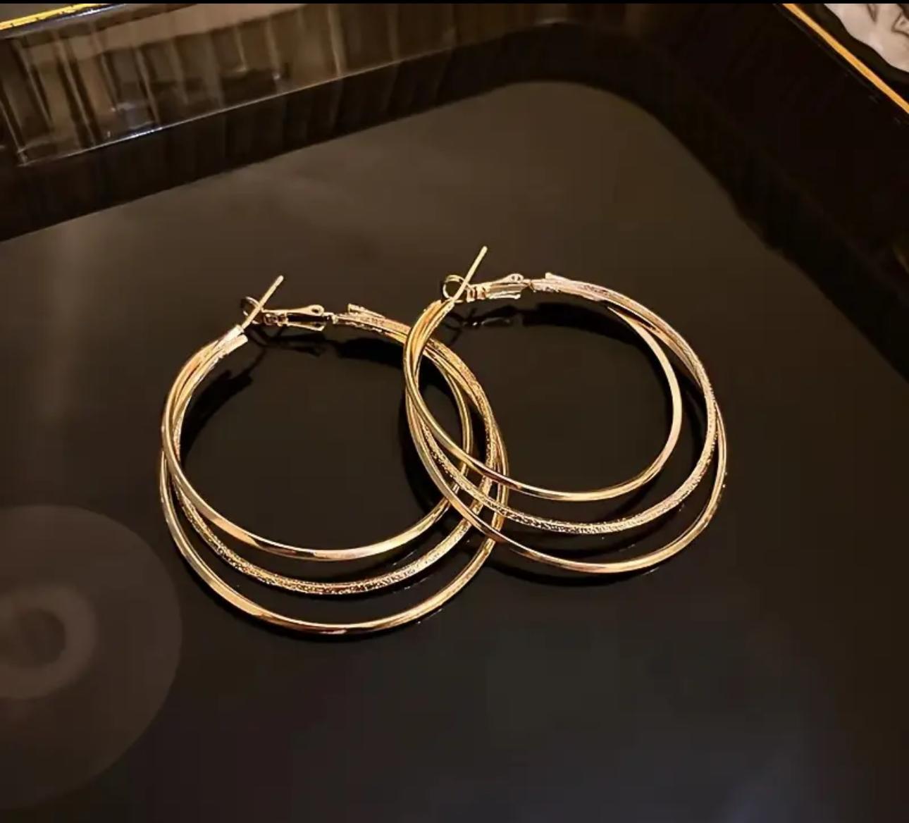Golden Statement Hoop Earrings
