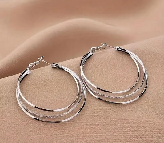 Silver Statement Hoop Earrings