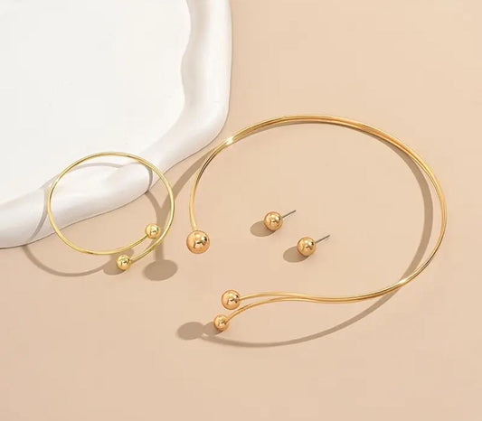 Minimal Design Gold-Plated Neckwear Set