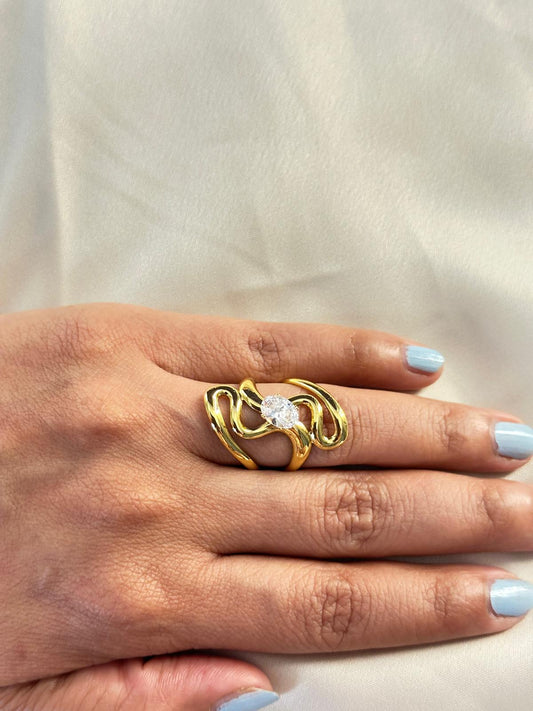 Premium Gold-Plated Adjustable Finger Ring
