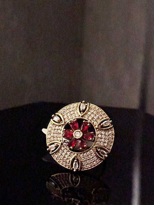 Golden American Diamonds with Red Stones