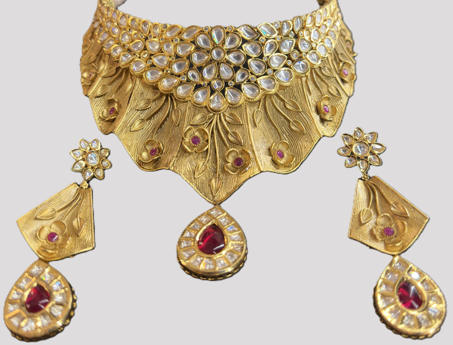 Exquisite Kundan Choker Set with Red Stones