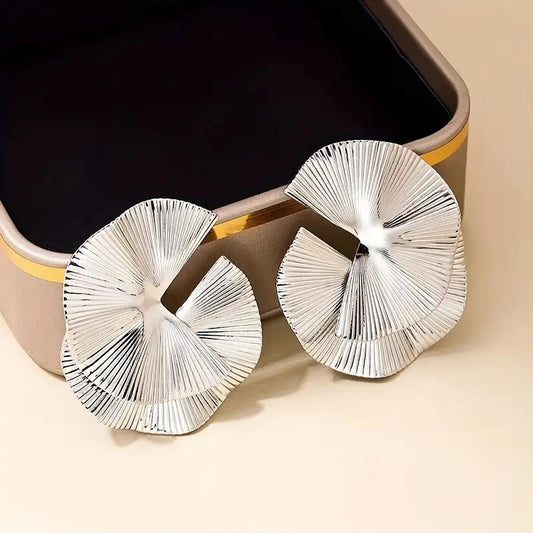 Statement Silver Double Circle Earrings