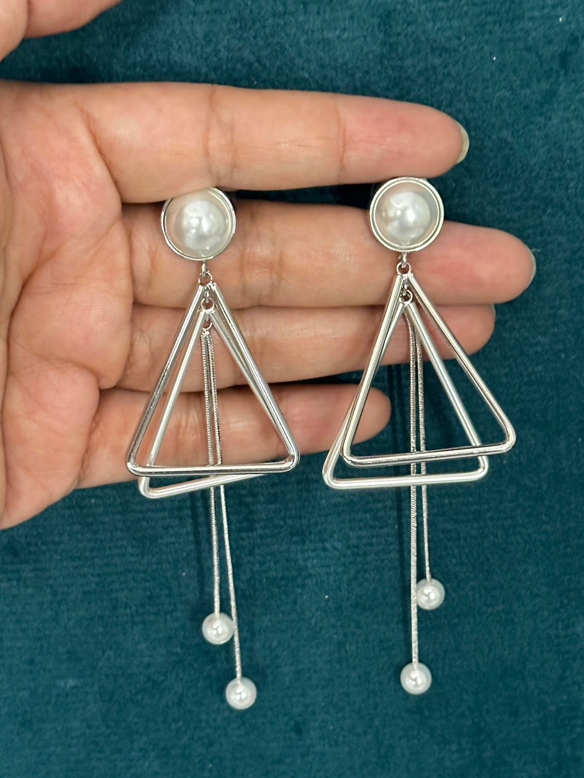 Premium Korean Design Pearl Statement Geometrical Earrings