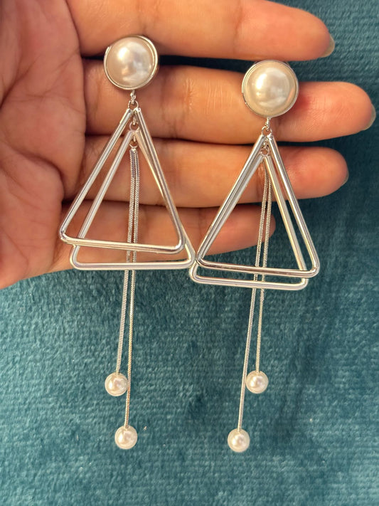 Premium Korean Design Pearl Statement Geometrical Earrings