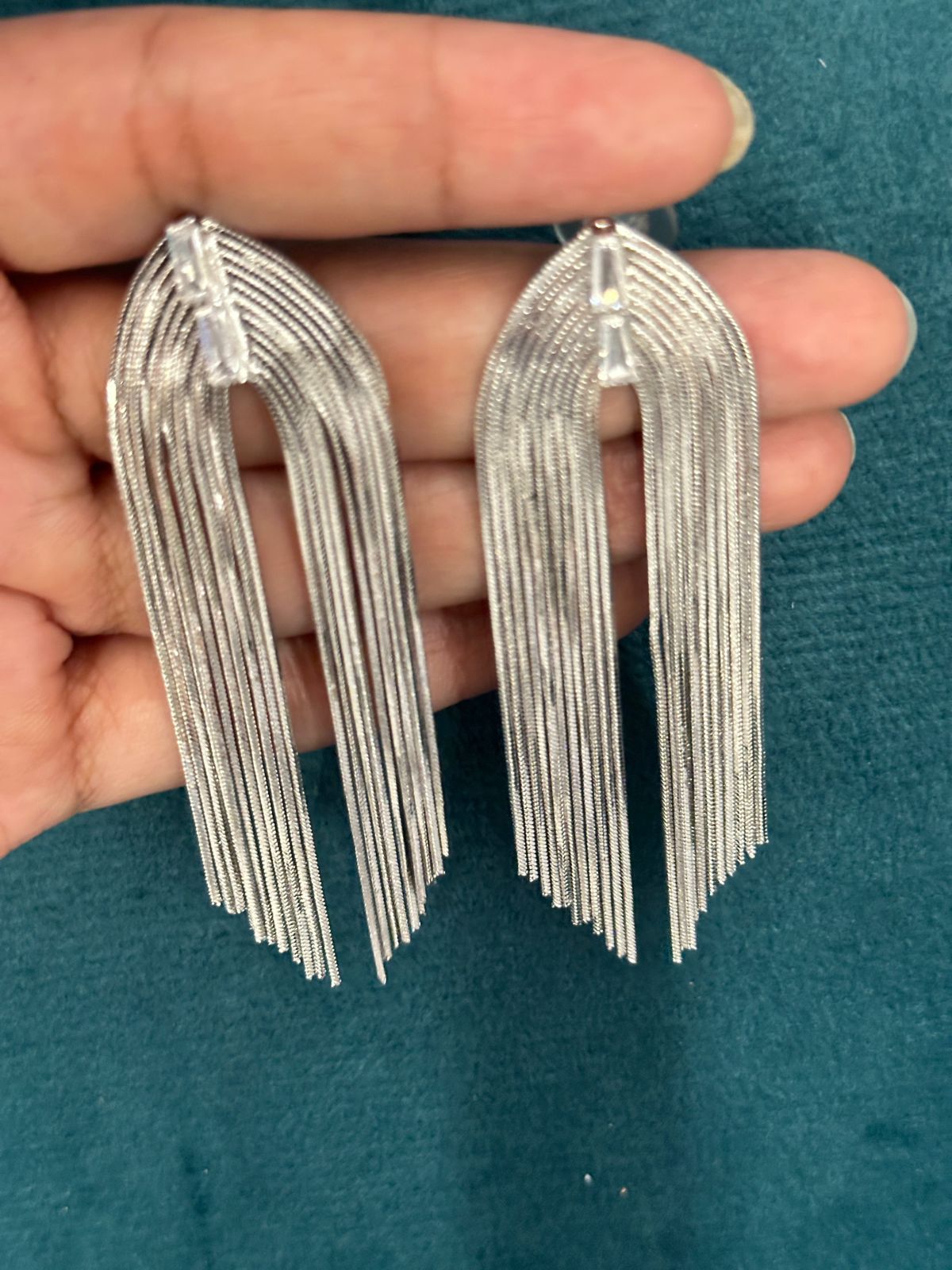 Premium Silver Korean Design Statement Earrings