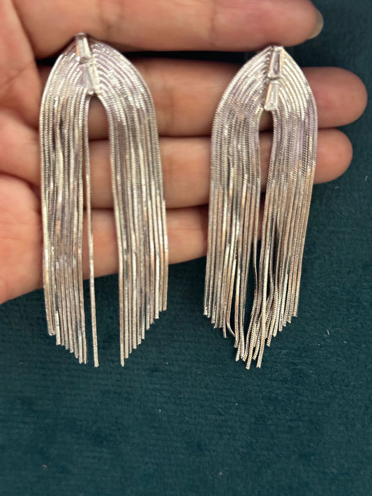 Premium Silver Korean Design Statement Earrings
