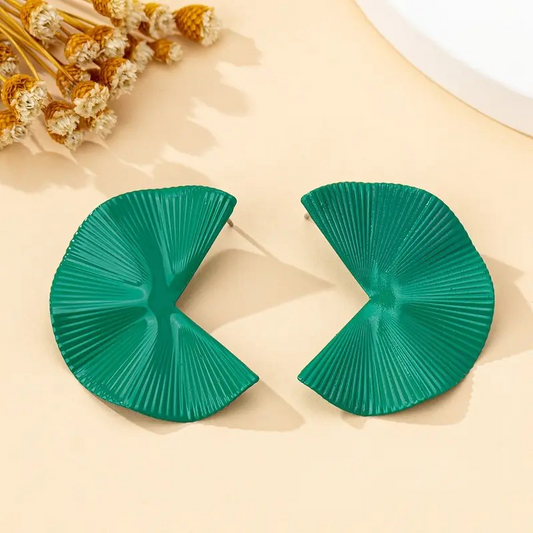 Statement Light Weight Metal Teal Green Earring
